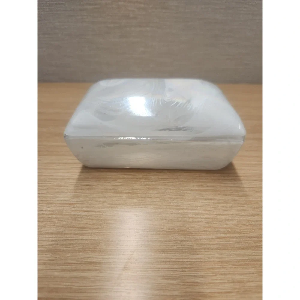 Vintage White Swirled Opulent Glass Lidded Trinket Or Jewelry Box Crowning Touch
